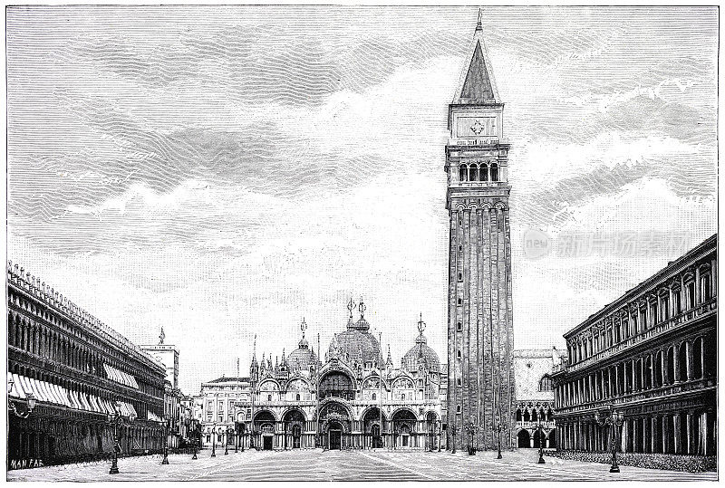 意大利威尼斯圣马可广场大教堂雕刻1894年