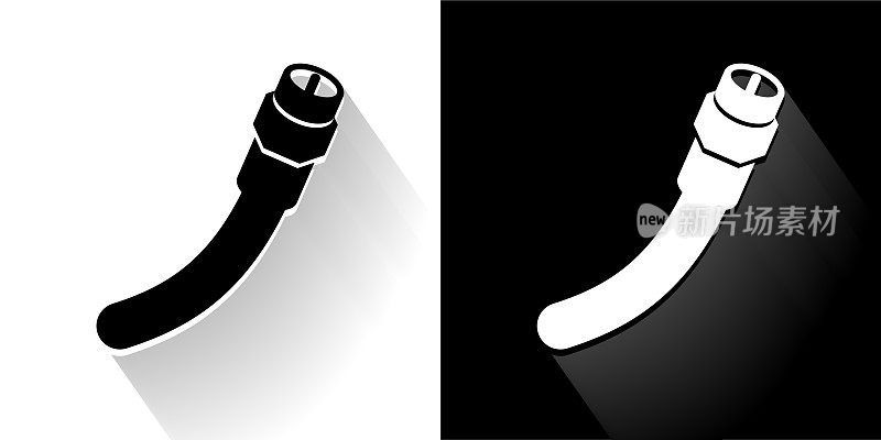 电缆黑色和白色图标与长影子