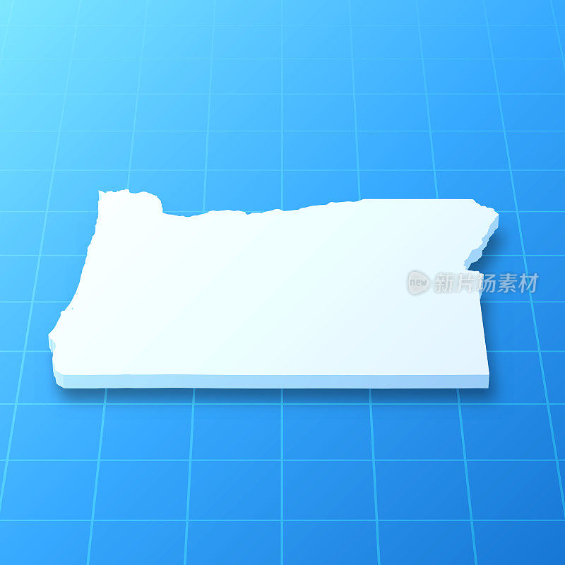 俄勒冈3D地图上的蓝色背景