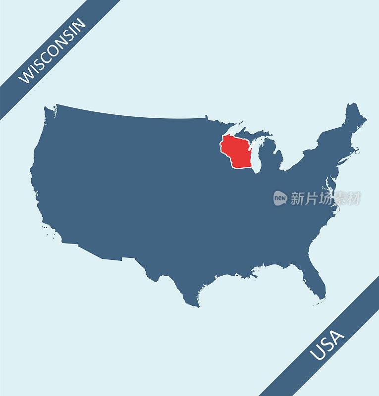 美国地图上的威斯康星州