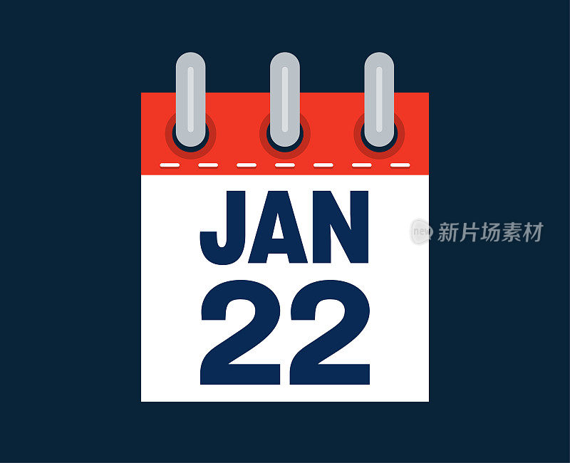 这个月的日历日期是1月22日