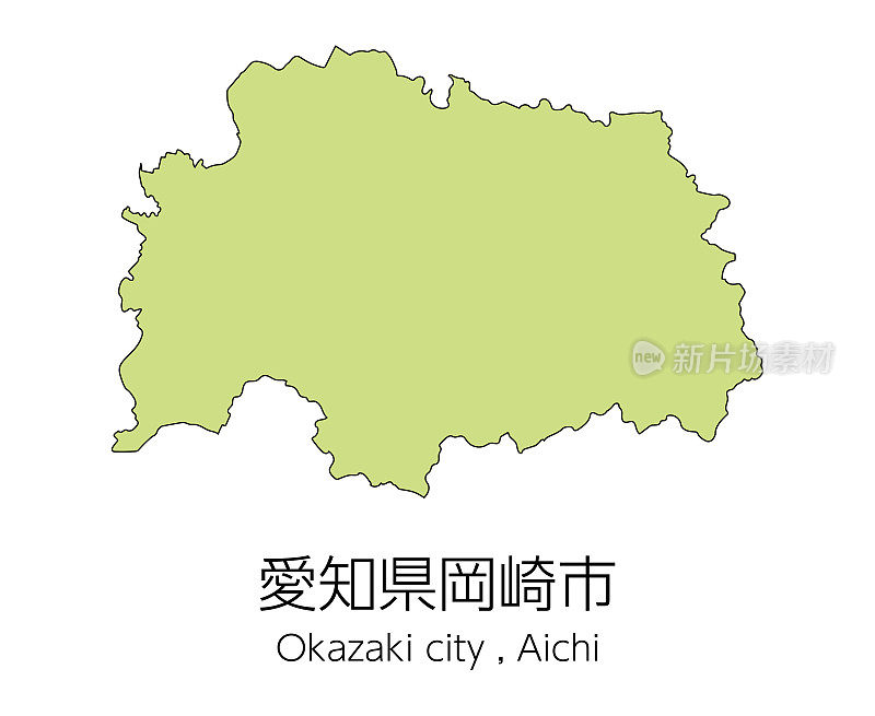 日本爱知县冈崎市地图。