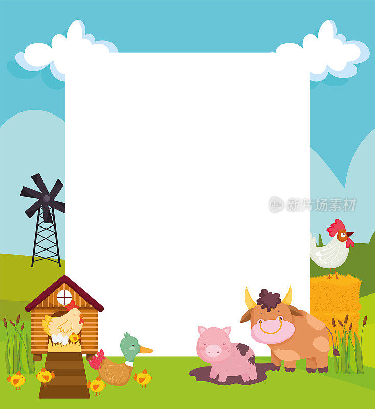 农场可爱动物的海报