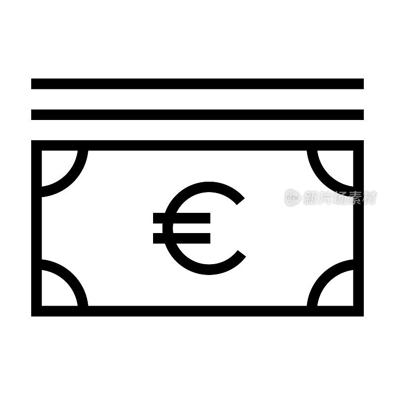 欧元货币线图标，轮廓符号矢量插图