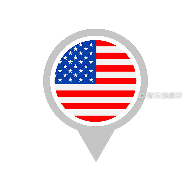 美国国旗图标矢量插图-圆针