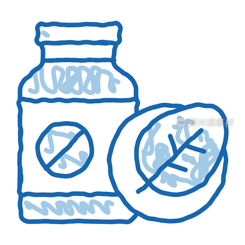 生物药物补充剂涂鸦图标手绘插图