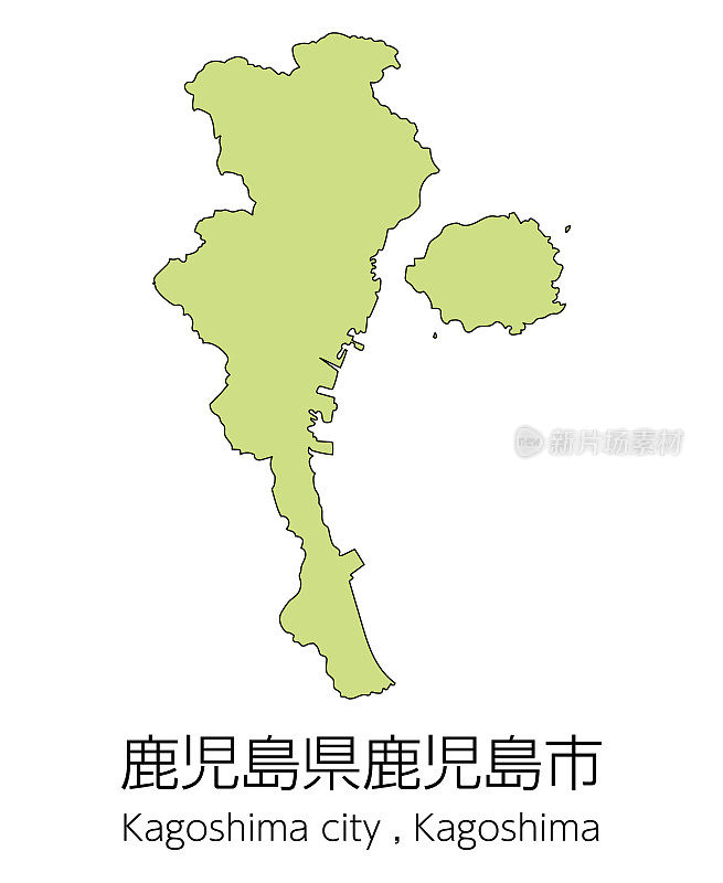 日本鹿儿岛县鹿儿岛市地图。翻译:“鹿儿岛县鹿儿岛市。”