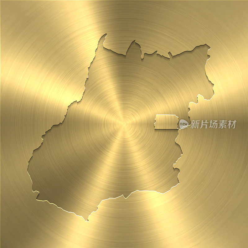 戈亚斯地图上的黄金背景-圆形拉丝金属纹理