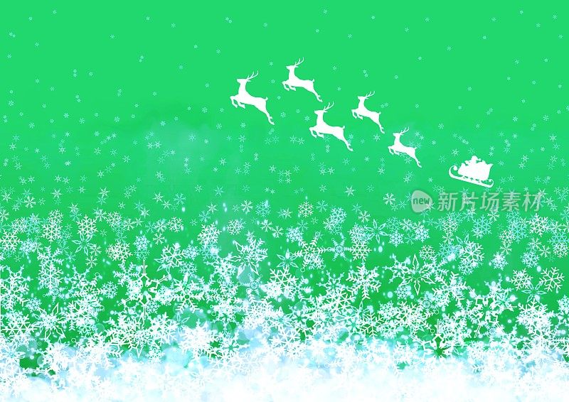 圣诞老人在绿色的雪天奔跑的插图