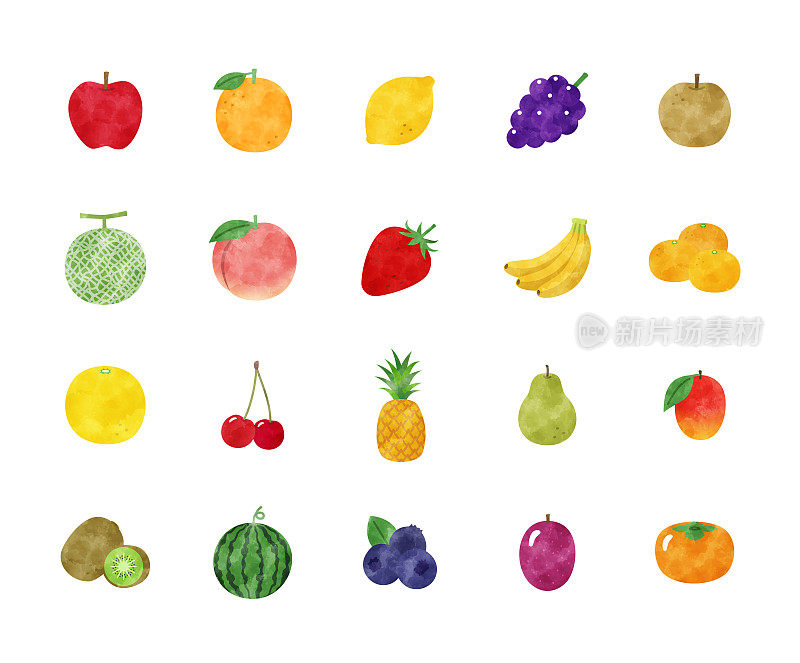 水果水彩插图集