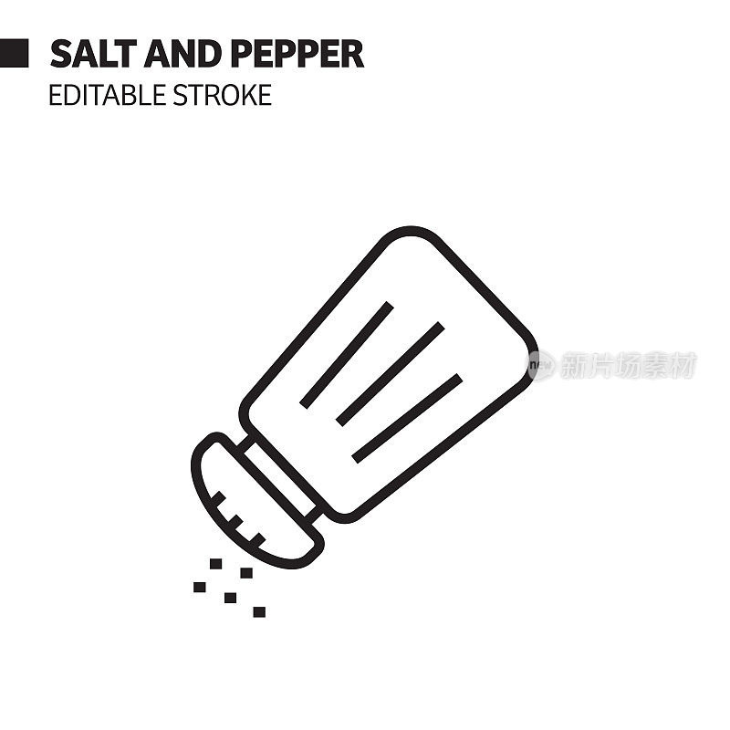盐和胡椒线图标，轮廓矢量符号插图。