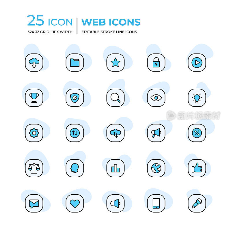 网页图标平风格线系列