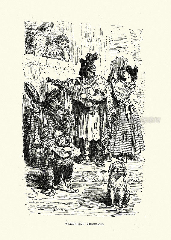 街头流浪音乐家,吉他,曼陀林,铃鼓,巴伦西亚,西班牙,历史,西班牙,19世纪