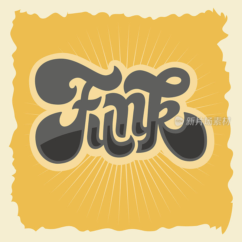 Funk标签标志自定义类型设计七十年代的字母。向量G