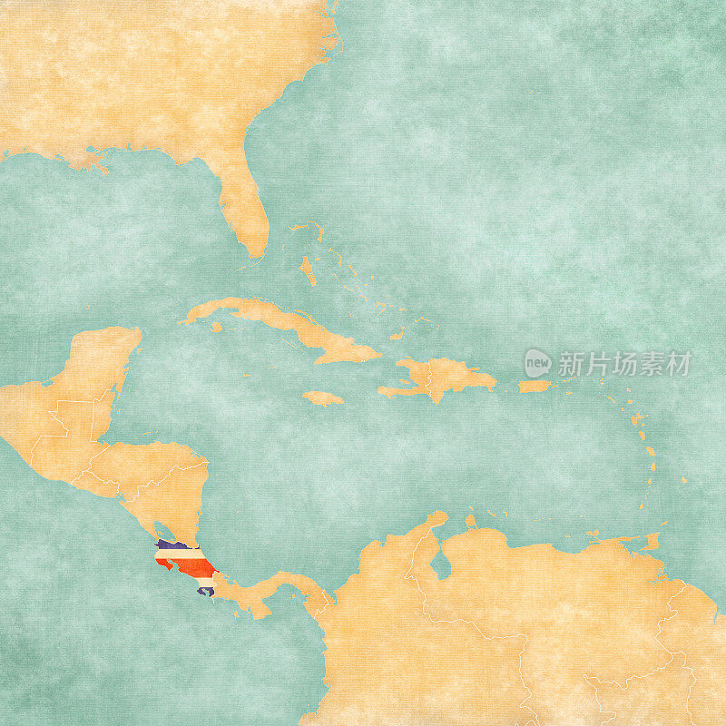 加勒比地图-哥斯达黎加(复古系列)