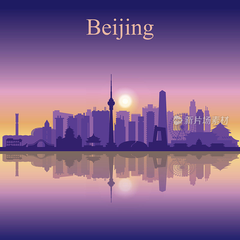 北京城市天际线剪影背景