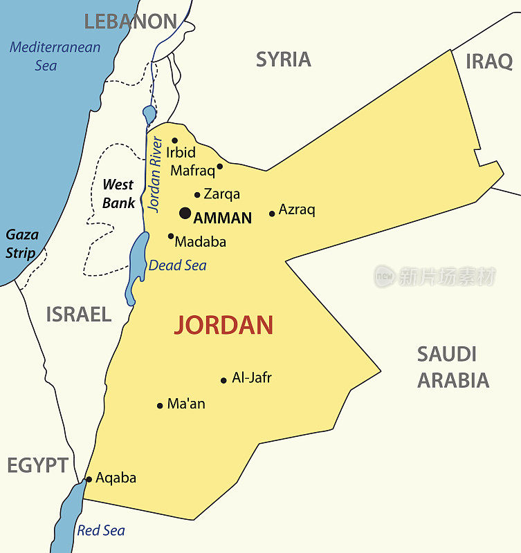 约旦哈希姆王国-矢量地图
