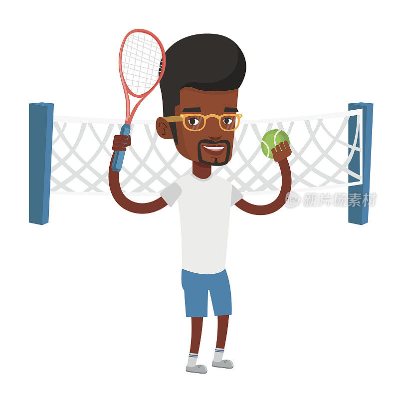 非裔美国网球运动员矢量插图
