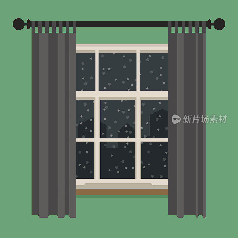 有冬季景色的窗户。