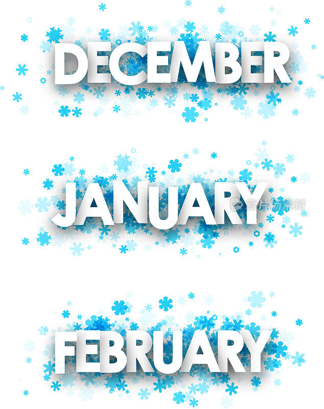 冬天一月、二月、十二月的横幅。