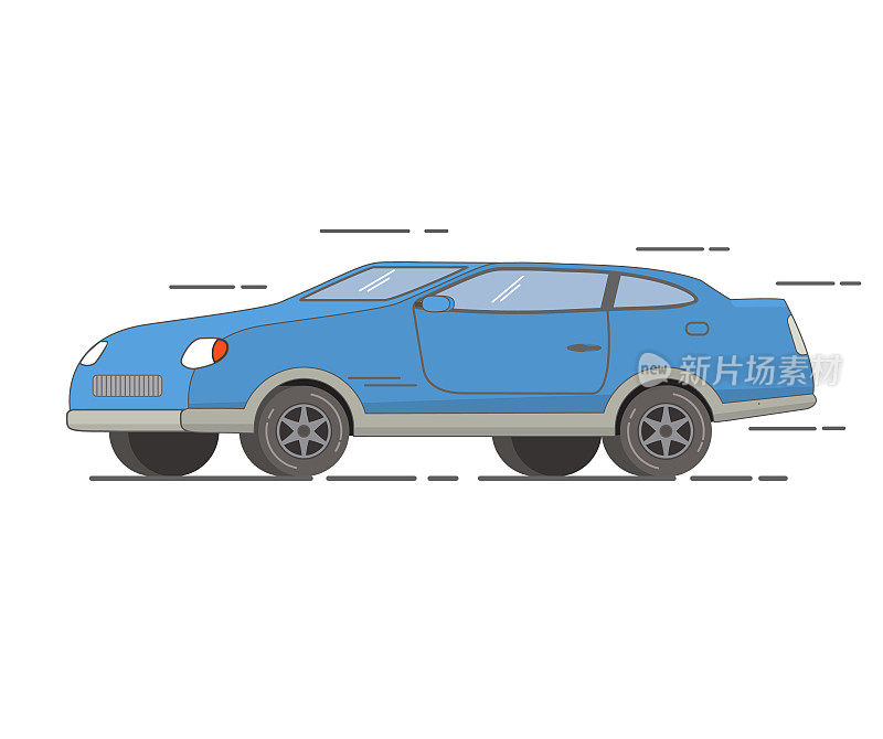 轿车，跑车在平坦的风格，一个向量的车厢与现代油墨。
