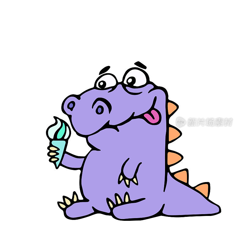 卡通鳄鱼想要冰淇淋。