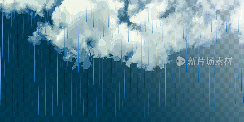 逼真的云和雨。矢量插图。
