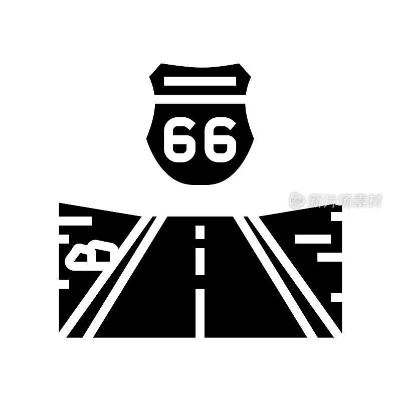 公路66字形图标矢量插图