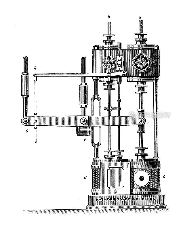 古董插图，应用力学:蒸汽动力机器，戴维