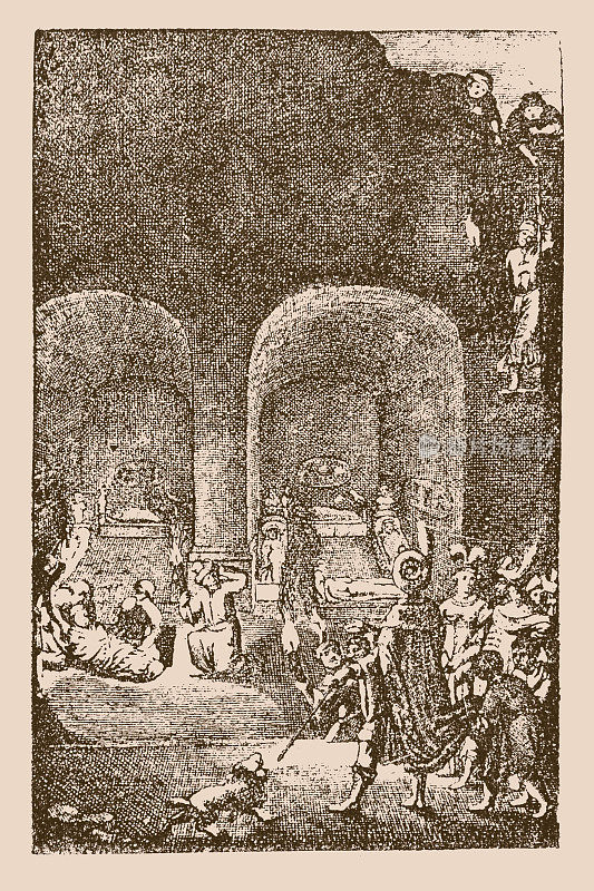 约瑟夫参观地下墓穴。出自菲利普・冯・泽森的《Assenat》。1670年版