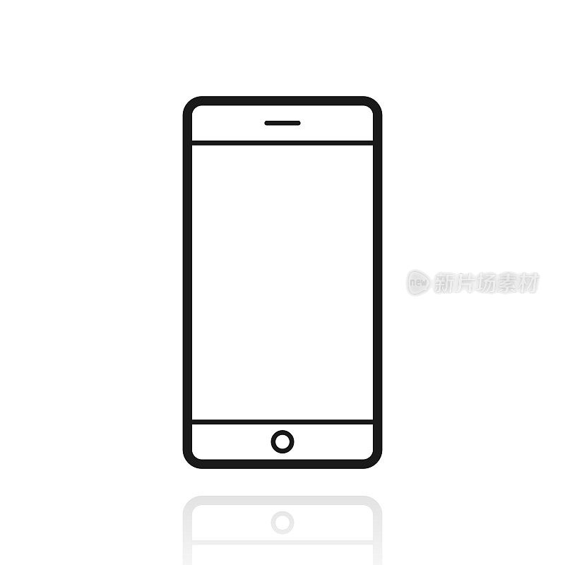 智能手机或移动电话。白色背景上反射的图标