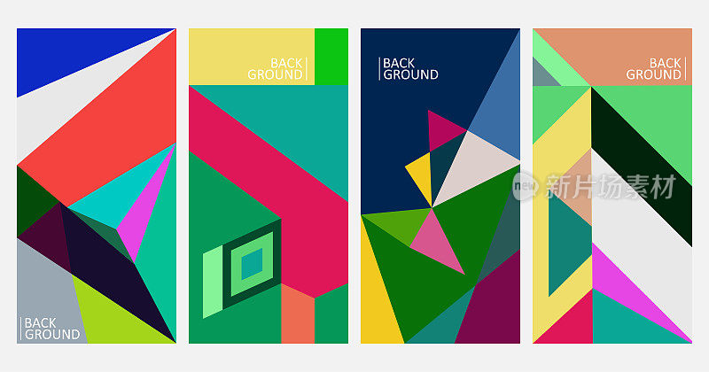 矢量几何极简主义设计旗帜模板背景，封面和海报新潮抽象拼贴颜色的书，封面，社交媒体故事，和页面布局。