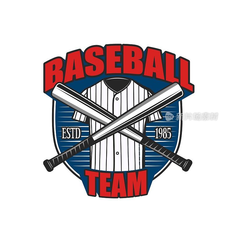 棒球运动队图标，垒球队俱乐部徽章