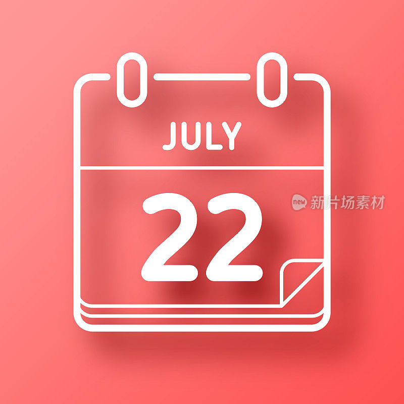 7月22日。图标在红色背景与阴影