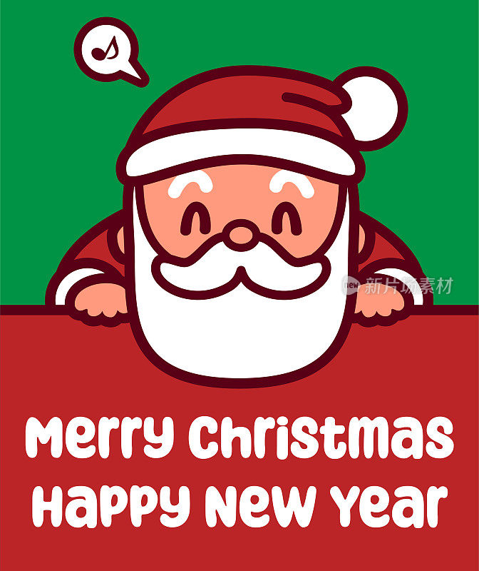圣诞老人举着牌子,祝你圣诞快乐,新年快乐