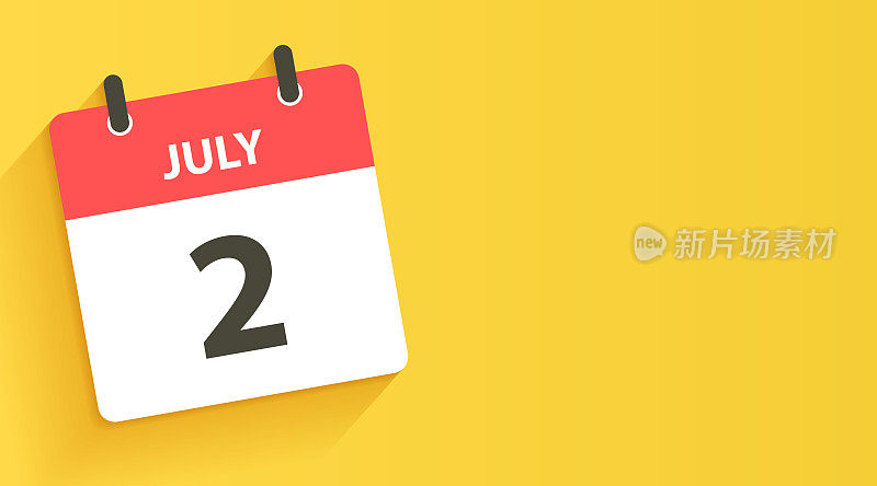 7月2日-平面设计风格的每日日历图标