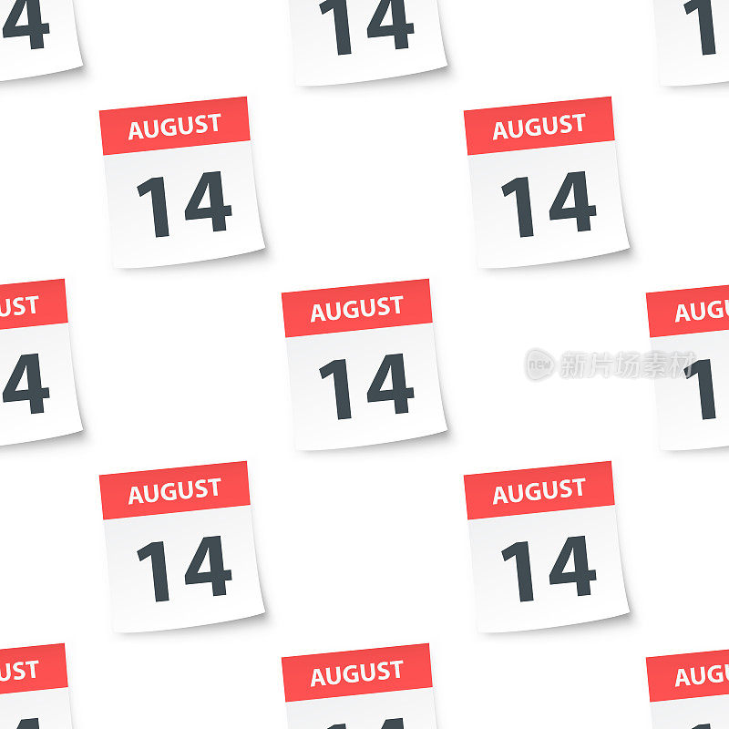 8月14日-每日日历无缝图案