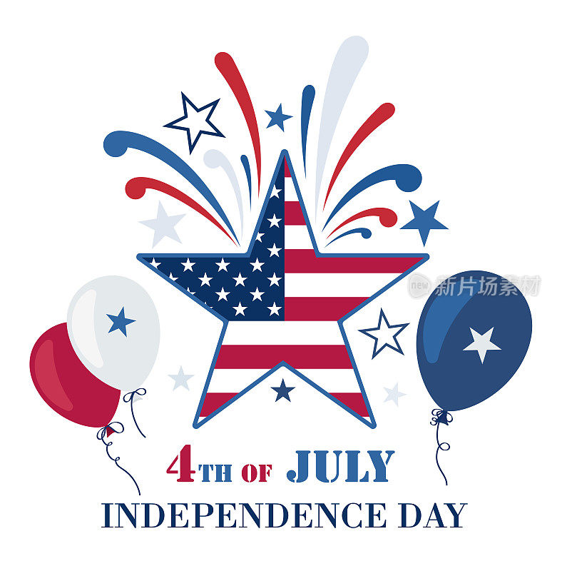 7月4日美国独立日快乐。七月四日。美国国定假日。独立日。