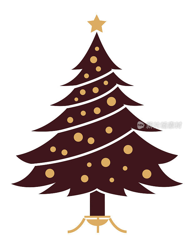 可爱的圣诞树图标在透明的基础上