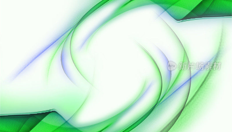 白色背景上装饰抽象的绿色和蓝色曲线