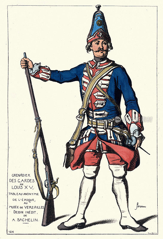 路易十五近卫军掷弹兵，18世纪法国军装