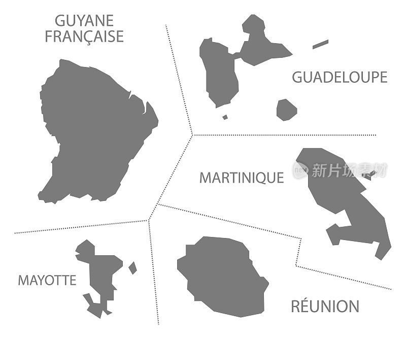 海外部法国地图灰色