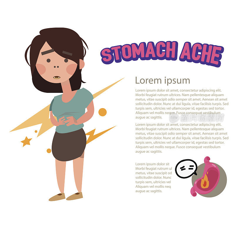 胃痛特征-矢量插图