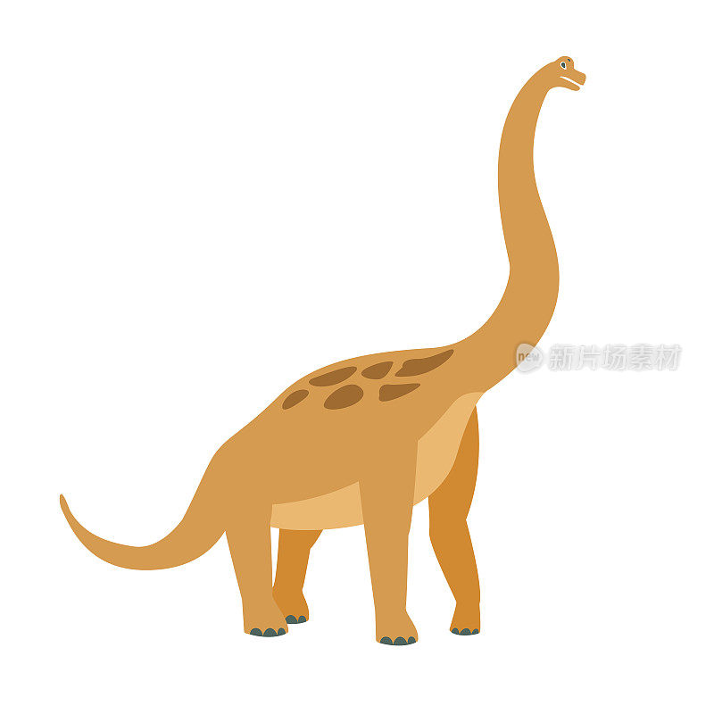 侏罗纪时期的腕龙恐龙，史前灭绝的巨型爬行动物卡通现实动物