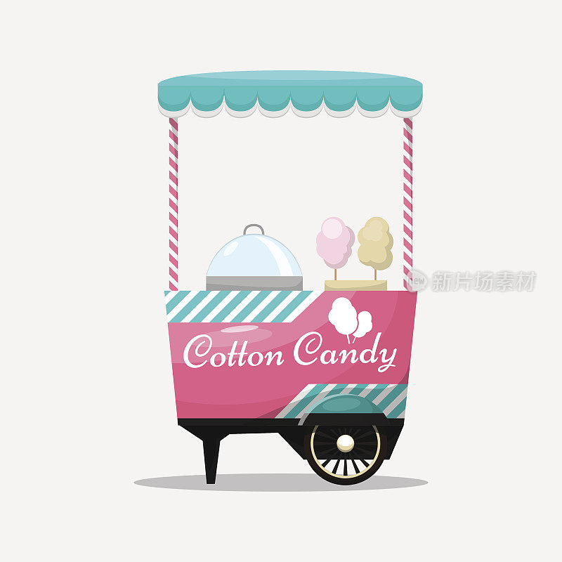 棉花糖车，有轮子的售货亭，零售，糖果和糖果