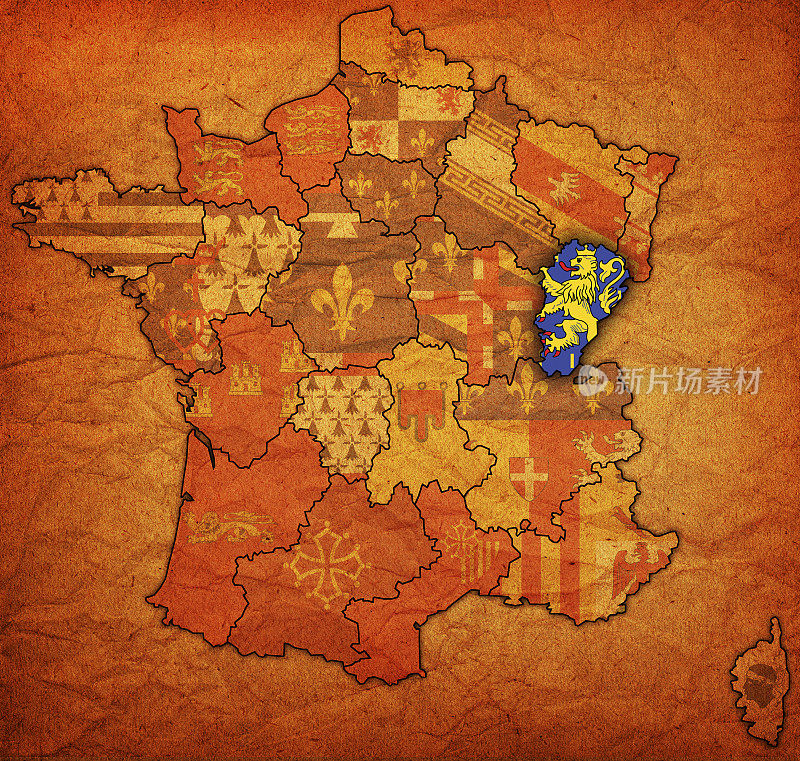 法国老地图上的弗朗什伯爵