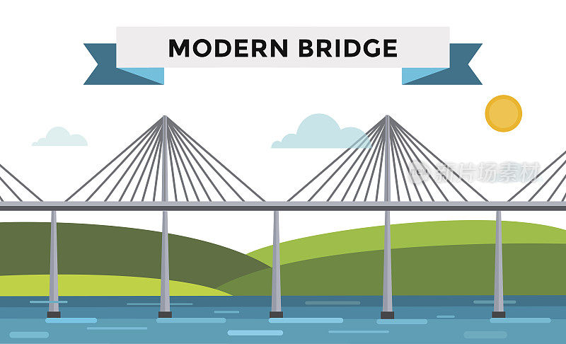 现代桥梁矢量图