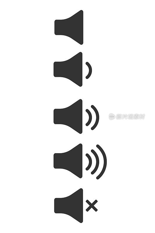 音频图标。网页或应用程序的声音按钮隔离在白色背景。沉默的象征。声音信号