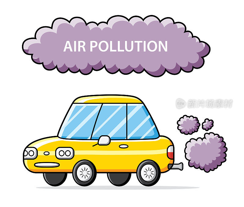 汽车尾气烟雾缭绕，空气污染问题严重。