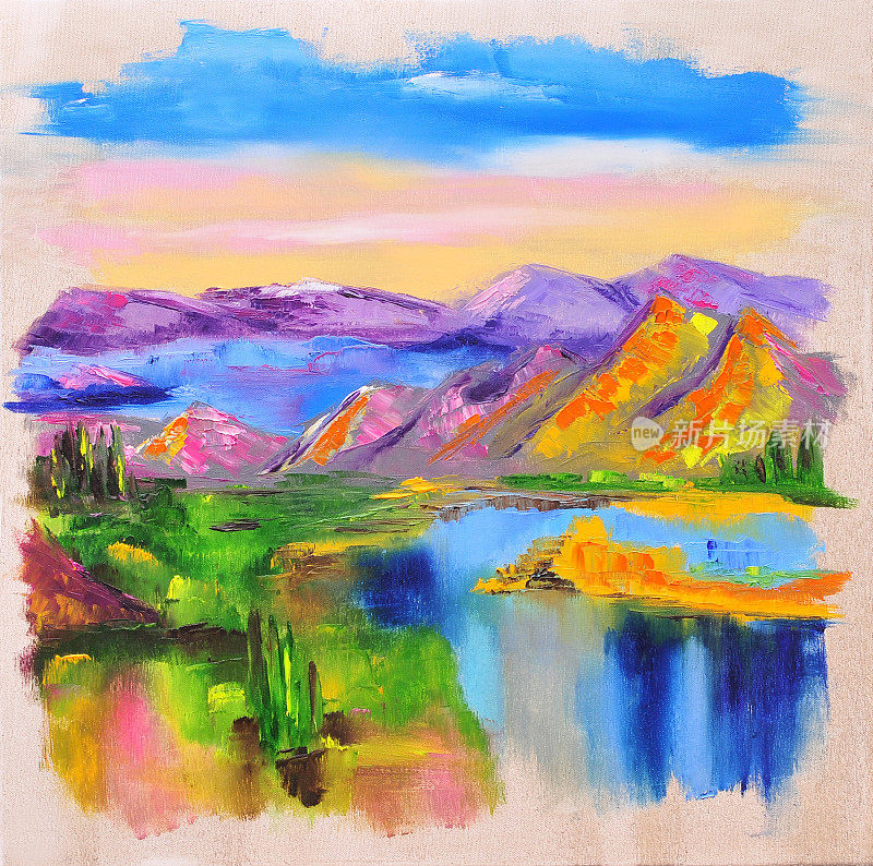 色彩抽象山水当代艺术绘画